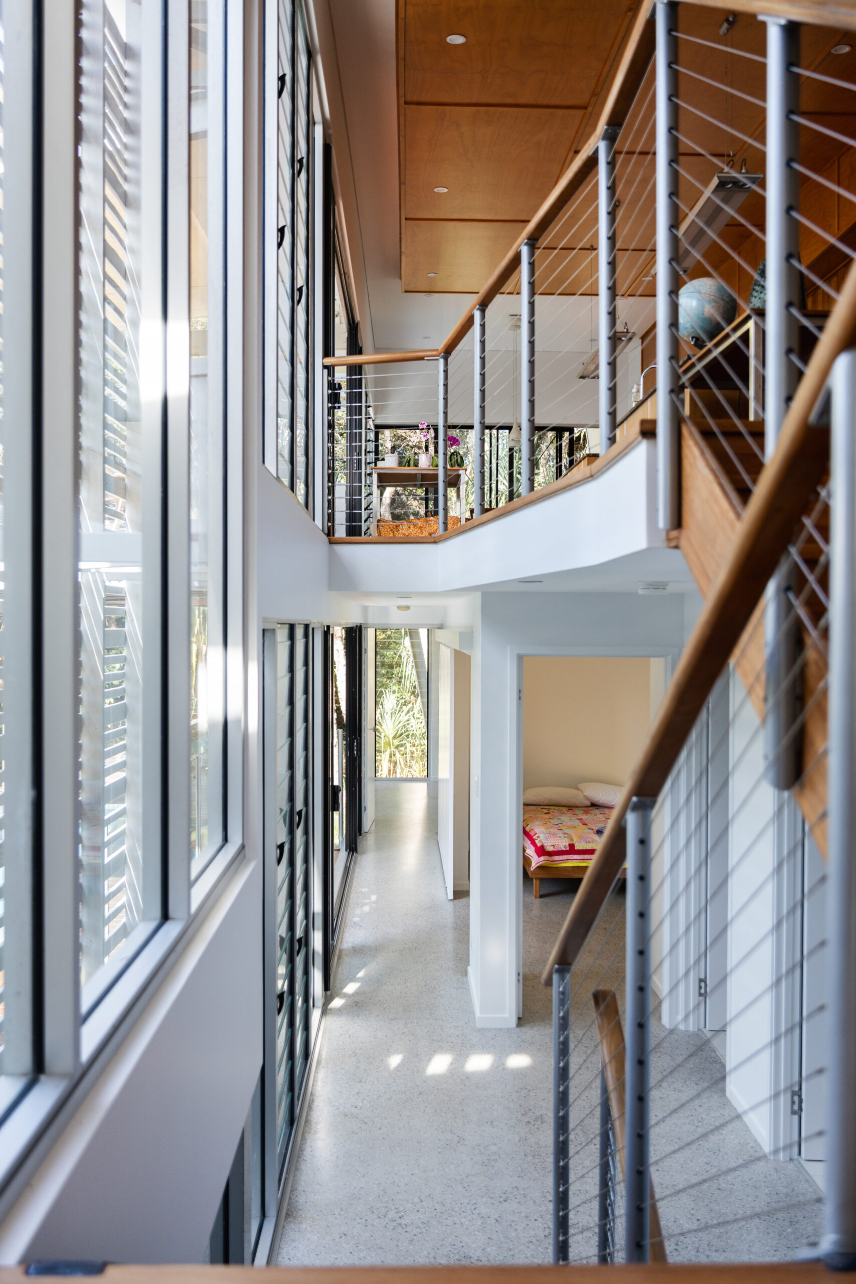 Interior stairwell and hallway painting completed by Birch Coatings Sunshine Coast